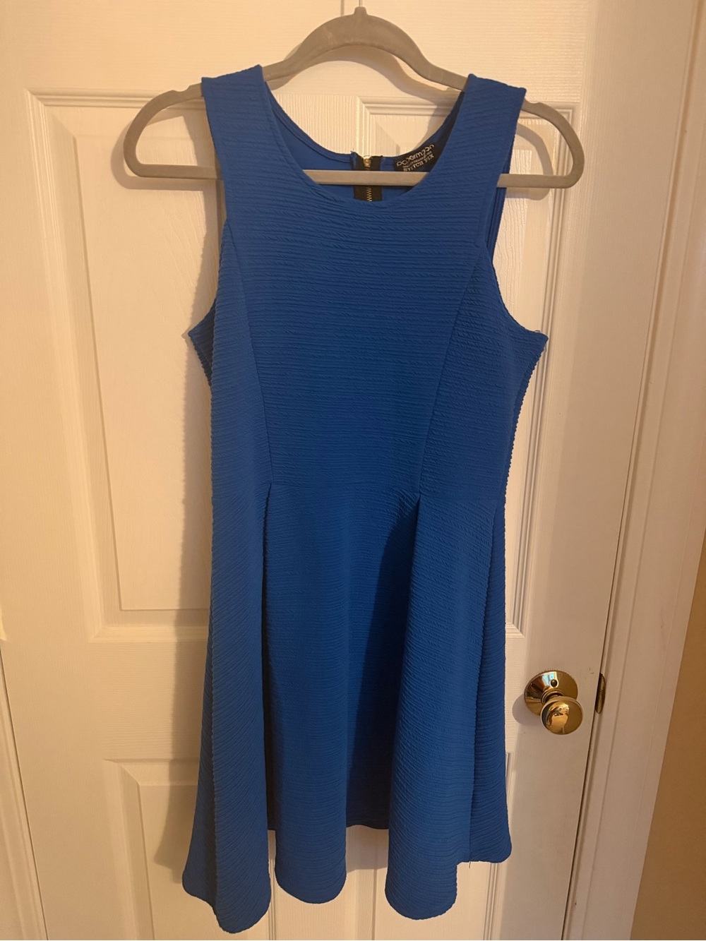Papermoon Royal Blue Textured Sleeveless Fit-and-Flare Dress